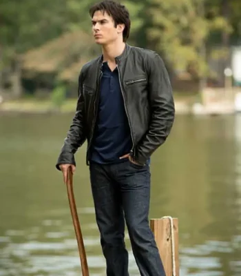 Damon Salvatore The Vampire Diaries Leather Jacket