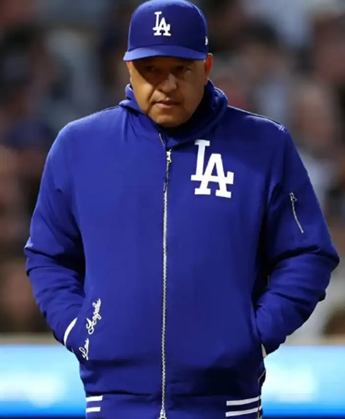 Dave Roberts LA Dodgers Blue Bomber Jacket Dave Roberts LA Dodgers Blue Bomber Jacket