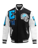 Detroit Lions Mashup Rib Varsity Wool And Leather Jacket