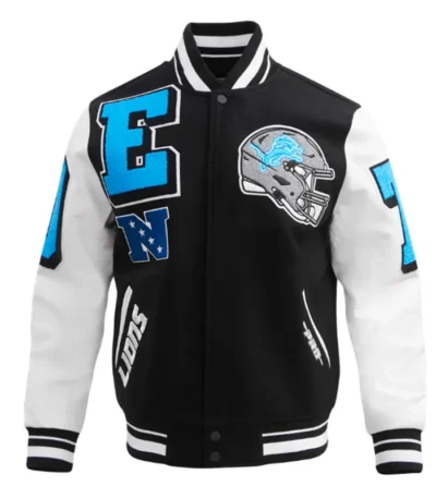 Detroit Lions Mashup Rib Varsity Wool/Leather Jacket