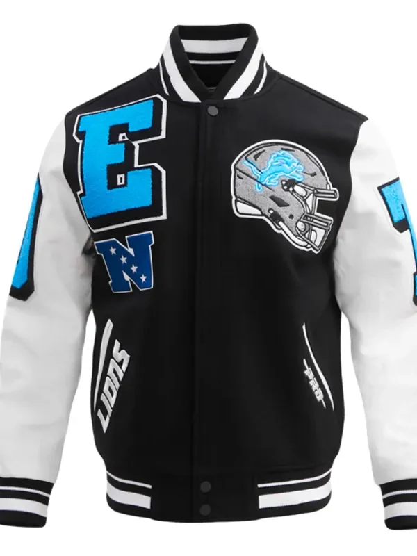 Detroit Lions Mashup Rib Varsity Wool/Leather Jacket