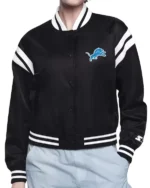 Detroit Lions Printed Logo Satin Varsity Jacket