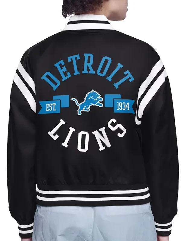 Detroit Lions Printed Logo Varsity Satin Jacket