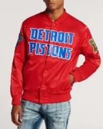 Detroit Pistons Big Logo Black Satin Jacket