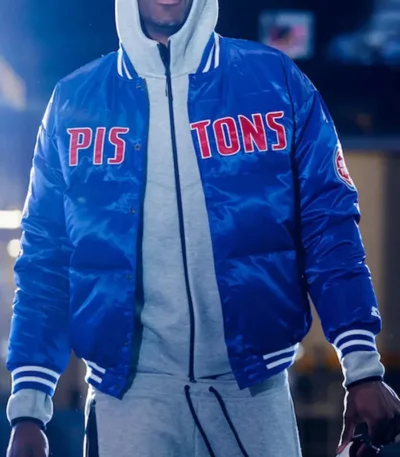 Detroit Pistons Blue Down Bubble Jacket