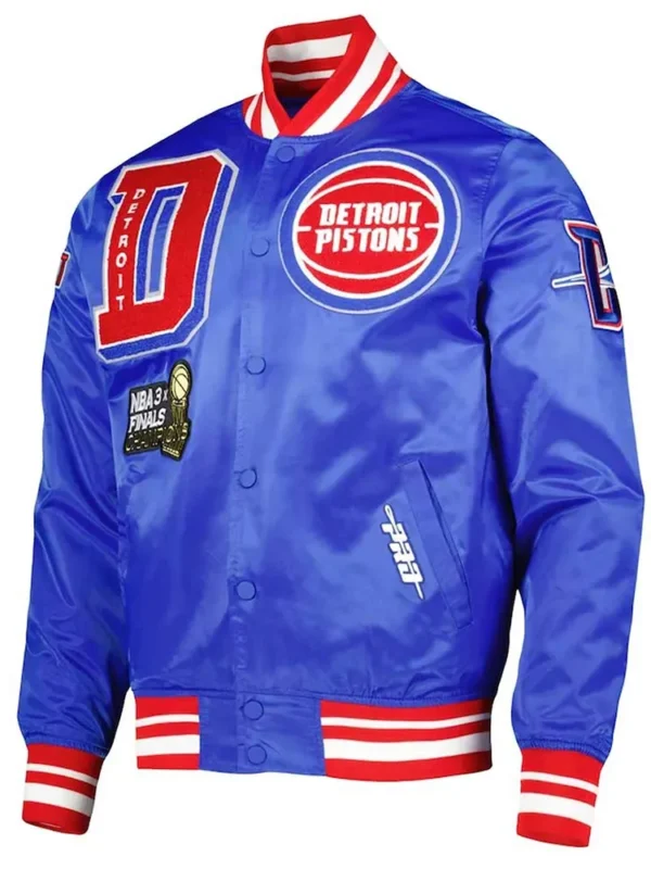 Detroit Pistons Finals 3x Champions Mash Up Capsule Royal Satin Jacket
