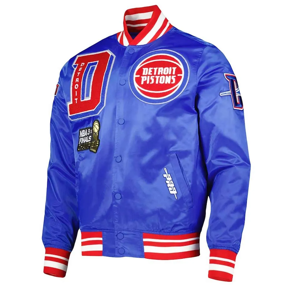 Detroit Pistons Finals 3x Champions Mash Up Capsule Royal Satin Jacket Detroit Pistons Finals 3x Champions Mash Up Capsule Royal Satin Jacket