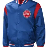 Detroit Pistons Force Play Varsity Blue Satin Jacket