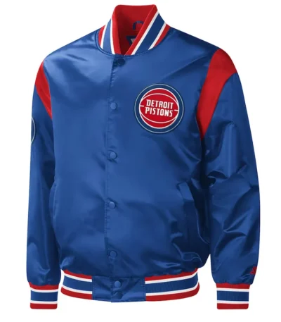 Detroit Pistons Force Play Varsity Satin Blue Jacket