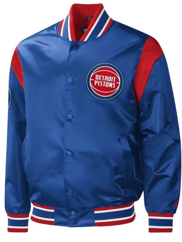 Detroit Pistons Force Play Varsity Satin Blue Jacket
