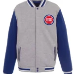 Detroit Pistons Gray And Royal Varsity Wool Jacket