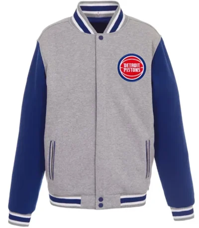 Detroit Pistons Gray And Royal Varsity Wool Jacket