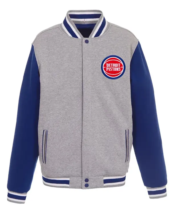 Detroit Pistons Gray And Royal Varsity Wool Jacket Detroit Pistons Gray And Royal Varsity Wool Jacket