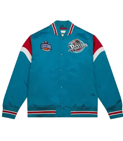 Detroit Pistons Heavyweight Aqua Satin Jacket