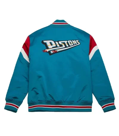 Detroit Pistons Heavyweight Aqua Satin Jacket