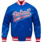 Detroit Pistons Script Tail Blue Satin Jacket