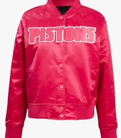 Detroit Pistons Triple Pink Satin Jacket