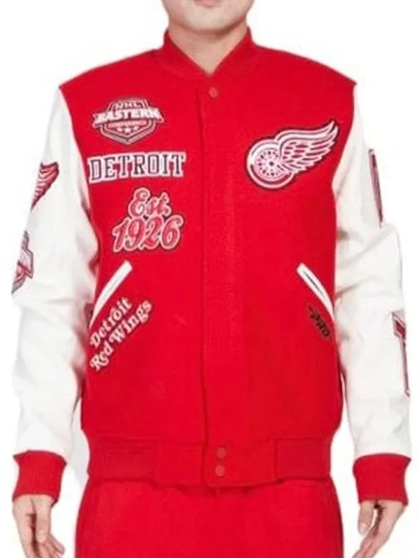 Detroit Red Wings Animal Patches Red Varsity Jacket