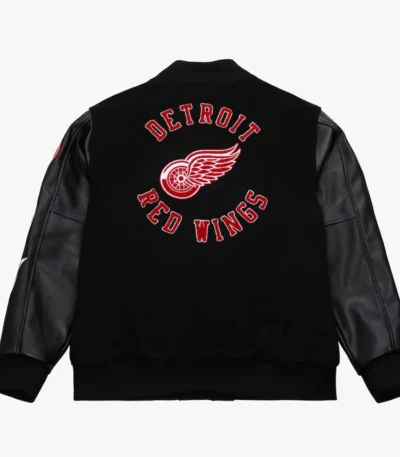 Detroit Red Wings Black Out Team Logo Varsity Jacket