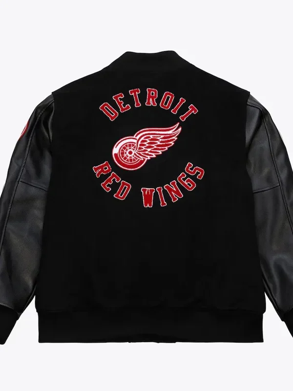 Detroit Red Wings Black Out Team Logo Varsity Jacket