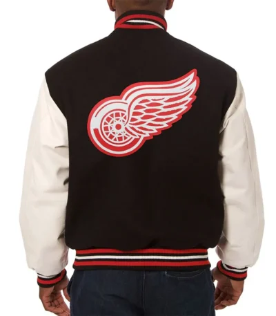 Detroit Red Wings Black and White Two-Tone Varsity Jacket