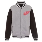 Detroit Red Wings Gray-Black Varsity Wool Full-Snap Jacket