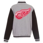 Detroit Red Wings Gray-Black Varsity Wool Full-Snap Jacket