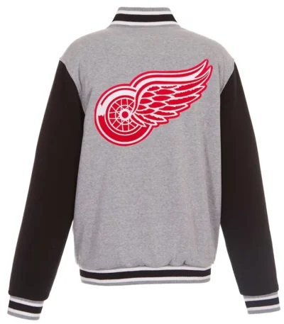 Detroit Red Wings Gray-Black Varsity Wool Full-Snap Jacket