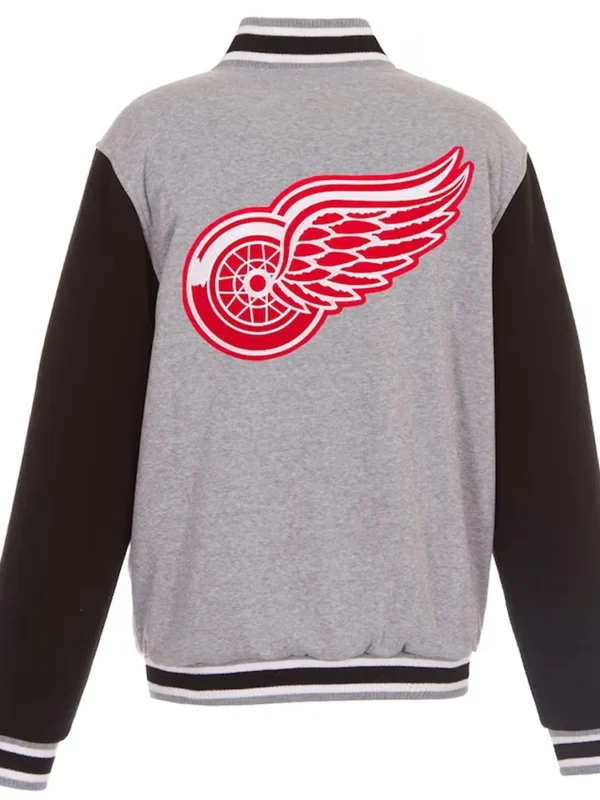 Detroit Red Wings Gray-Black Varsity Wool Full-Snap Jacket