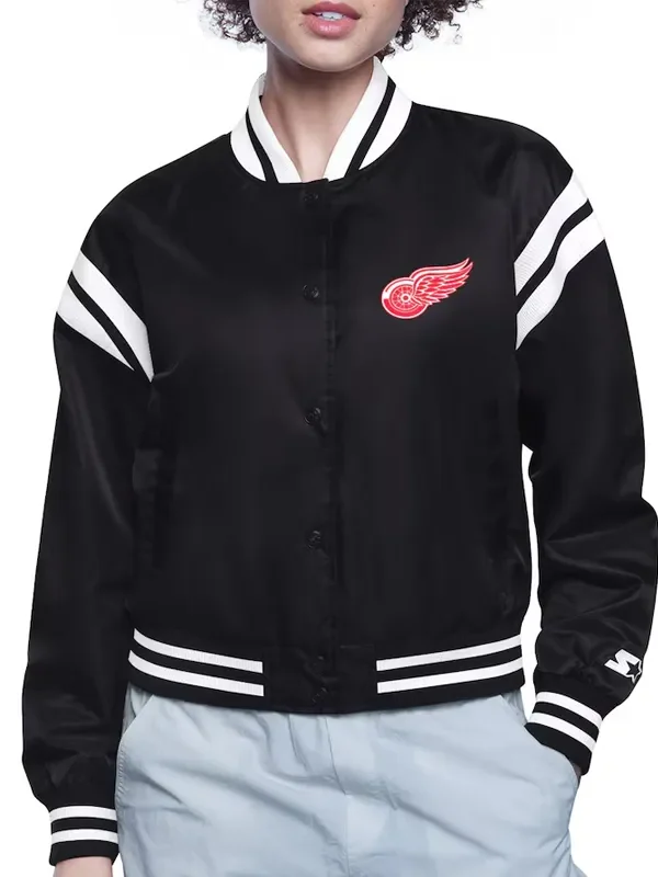 Detroit Red Wings Printed Logo Varsity Satin Jacket