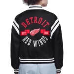 Detroit Red Wings Printed Logo Varsity Satin Jacket