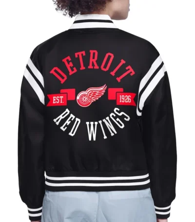 Detroit Red Wings Printed Logo Varsity Satin Jacket
