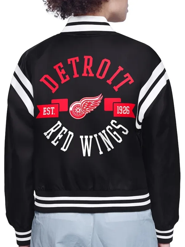 Detroit Red Wings Printed Logo Varsity Satin Jacket