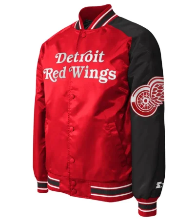 Detroit Red Wings Red and Black Satin Jacket