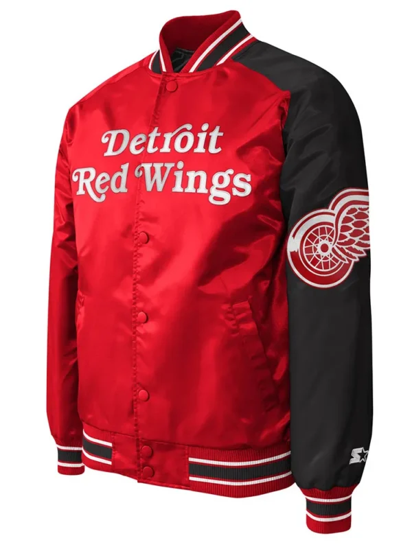 Detroit Red Wings Red and Black Satin Jacket