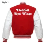 Detroit Red Wings Red and White Letterman Jacket