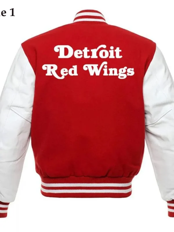 Detroit Red Wings Red and White Letterman Jacket