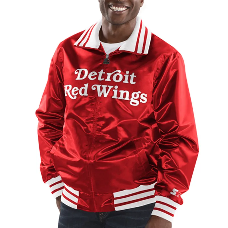 Detroit Red Wings The Captain Red Satin Jacket Detroit Red Wings The Captain Red Satin Jacket