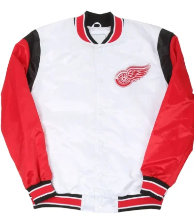 Detroit Red Wings White and Red Teddy Satin Jacket