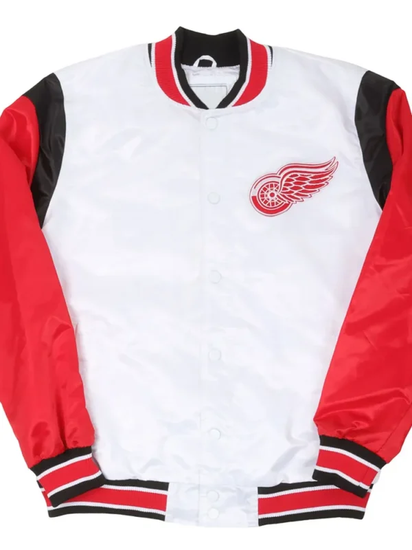 Detroit Red Wings White and Red Teddy Satin Jacket