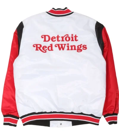 Detroit Red Wings White and Red Teddy Satin Jacket