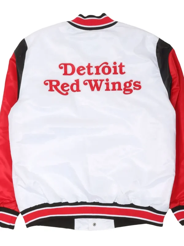 Detroit Red Wings White and Red Teddy Satin Jacket