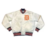 Detroit Tigers 80’s Bomber White Satin Jacket