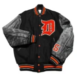 Detroit Tigers Black Letterman Jacket
