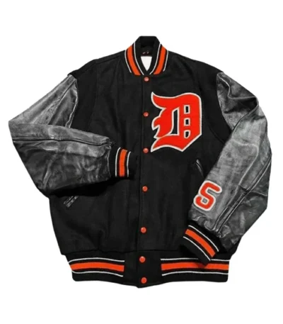 Detroit Tigers Black Letterman Jacket