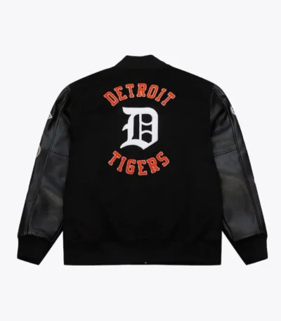 Detroit Tigers Black Out Vintage Logo Varsity Jacket