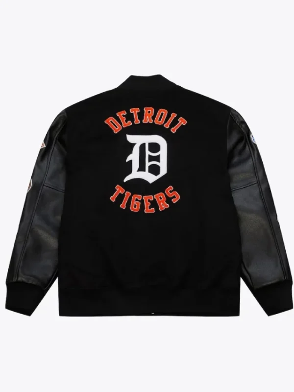 Detroit Tigers Black Out Vintage Logo Varsity Jacket