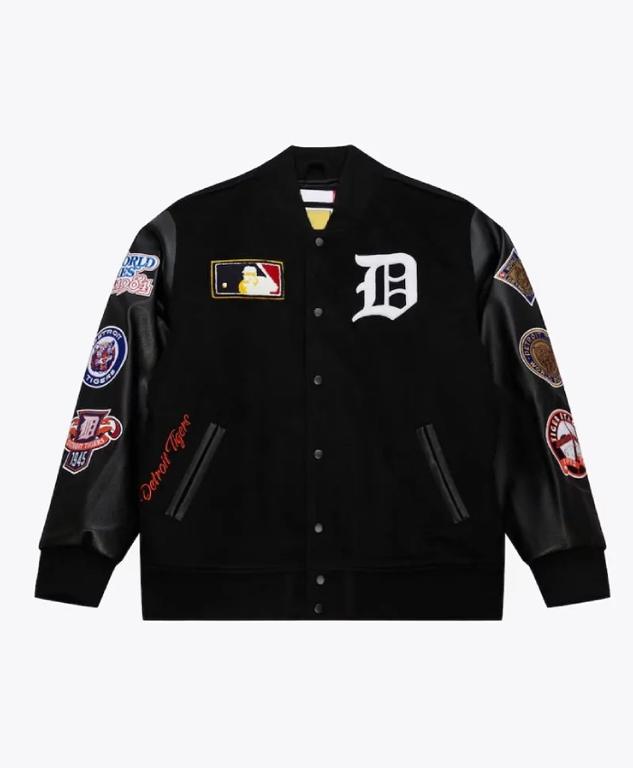 Detroit Tigers Black Out Vintage Logo Varsity Jacket Detroit Tigers Black Out Vintage Logo Varsity Jacket