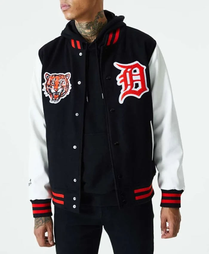 Detroit Tigers Black and White Letterman Jacket Detroit Tigers Black and White Letterman Jacket