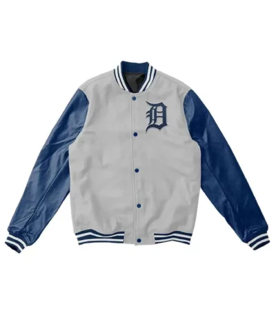 Detroit Tigers Blue and Grey Letterman Jacket